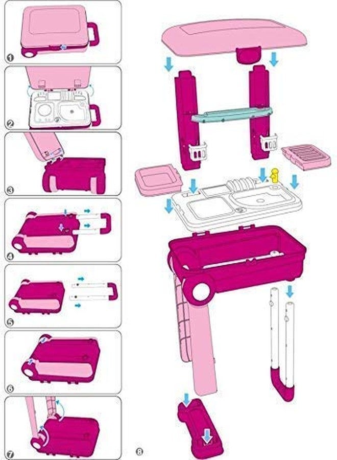 LONGMIRE Little Chef 2 in 1 Kitchen Play Set, Pretend Play Luggage Kitchen kit for Kids with Suitcase Trolley carrycase with Sound - Lights and Accessories Included (2 in 1 Trolley Kitchen Set) - Image 3
